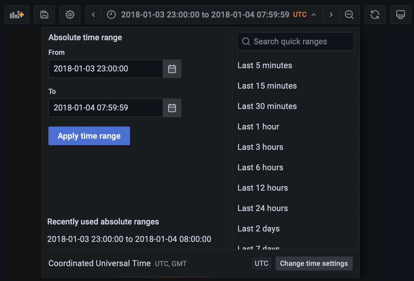 Assigning time range using global variables